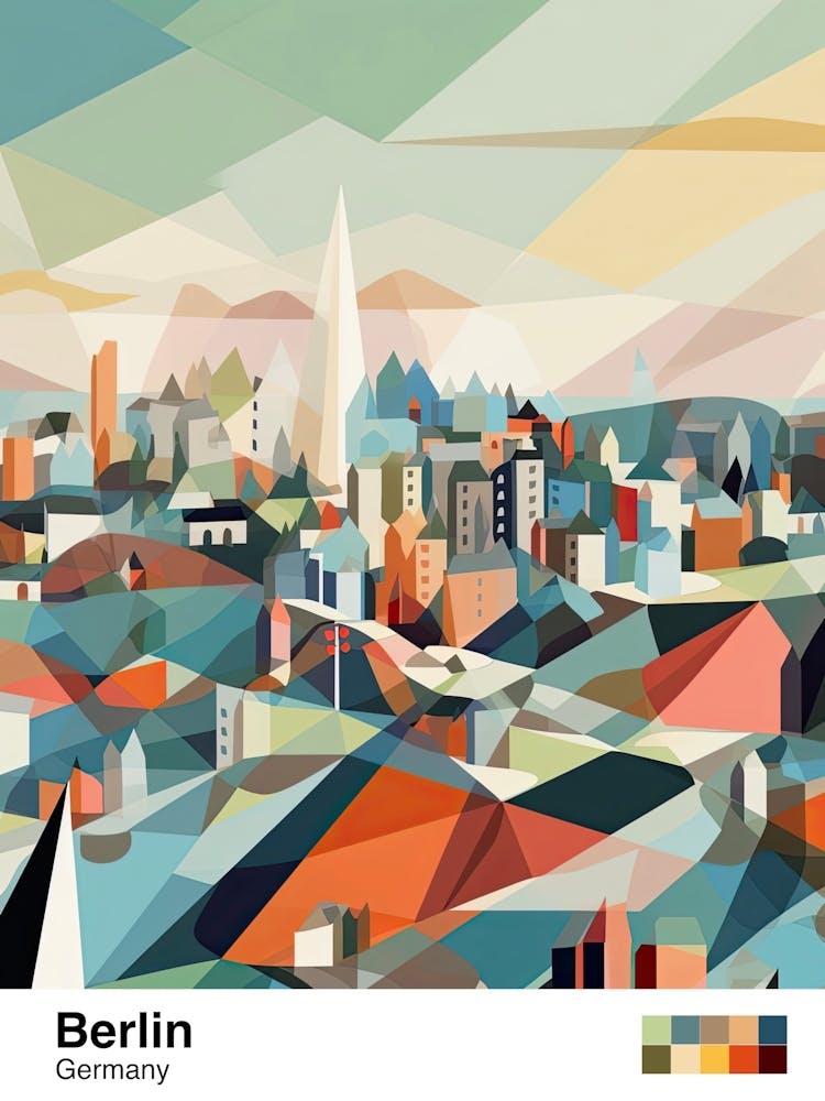 Berlin, Germany, Geometric Illustration 3 Poster
