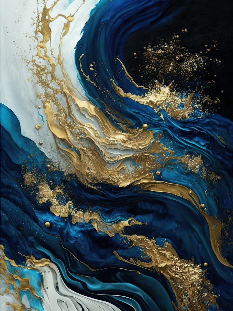 Blue And Gold Abstract Painting