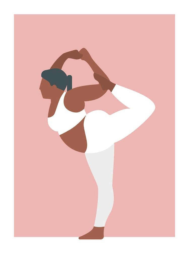 Modern minimal yoga pose woman in pink