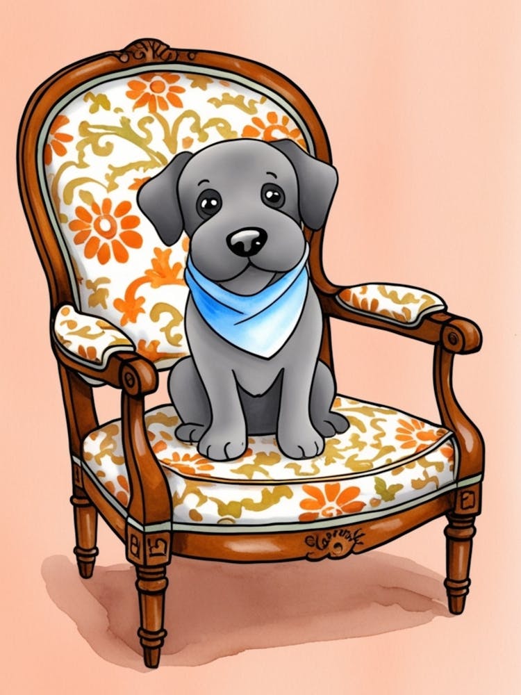 Dog Sitting In A Chair 3