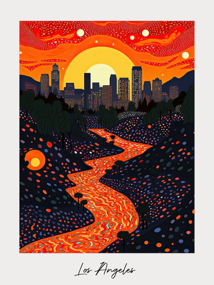 Poster Of Los Angeles, Illustration In The Style Of Pop Art 4