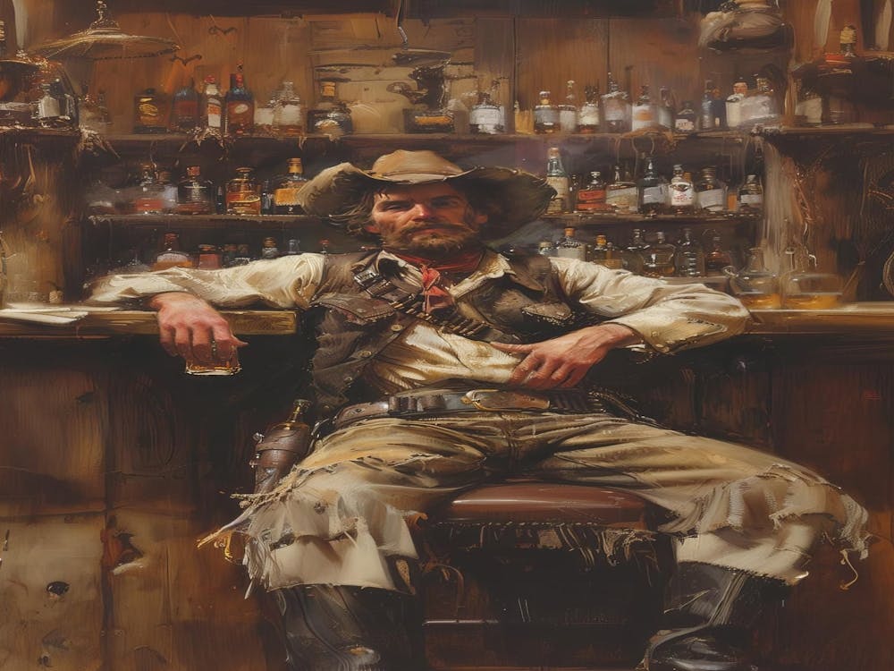 Cowboy Bar Painting Wall Art, Country Western Decor, Wild West Artwork, Saloon Themed Picture, Home Decor, Canvas Print, American Cowboy