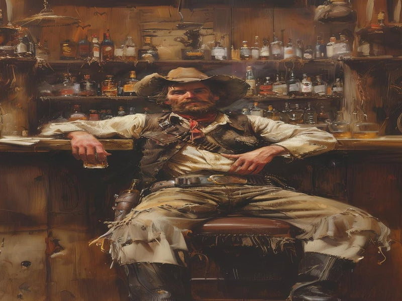 Cowboy Bar Painting Wall Art, Country Western Decor, Wild West Artwork, Saloon Themed Picture, Home Decor, Canvas Print, American Cowboy