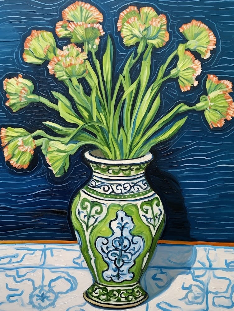 Flowers In A Vase Still Life Painting Carnation Dianthus 1