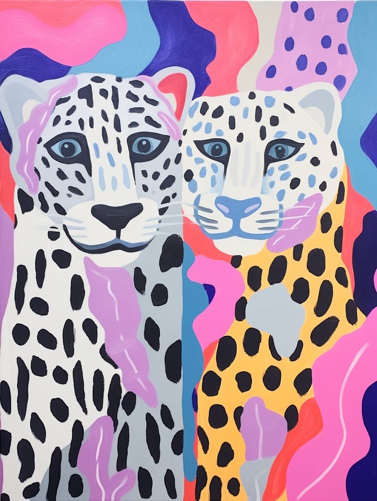 Colourful Kids Animal Art Snow Leopard