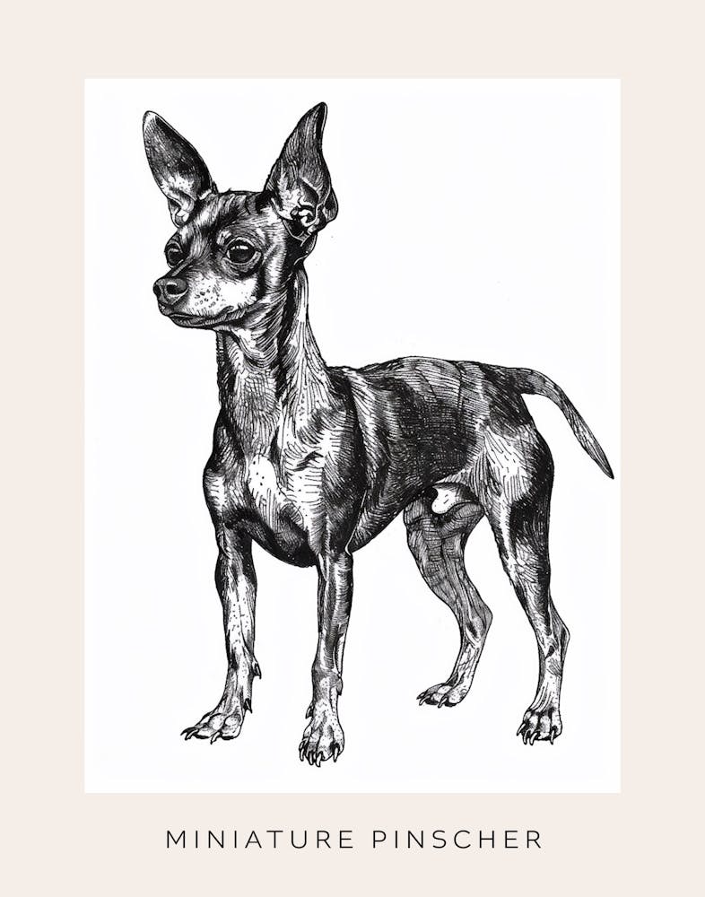 Miniature Pinscher Dog Line Sketch 2 Poster