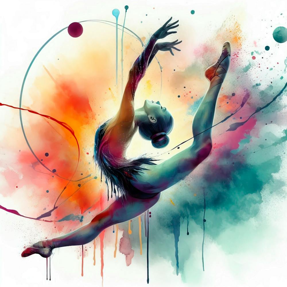 Exercice de Gymnastique Rythmique à l'Aquarelle, Gymnastique Rythmique Olympique 2