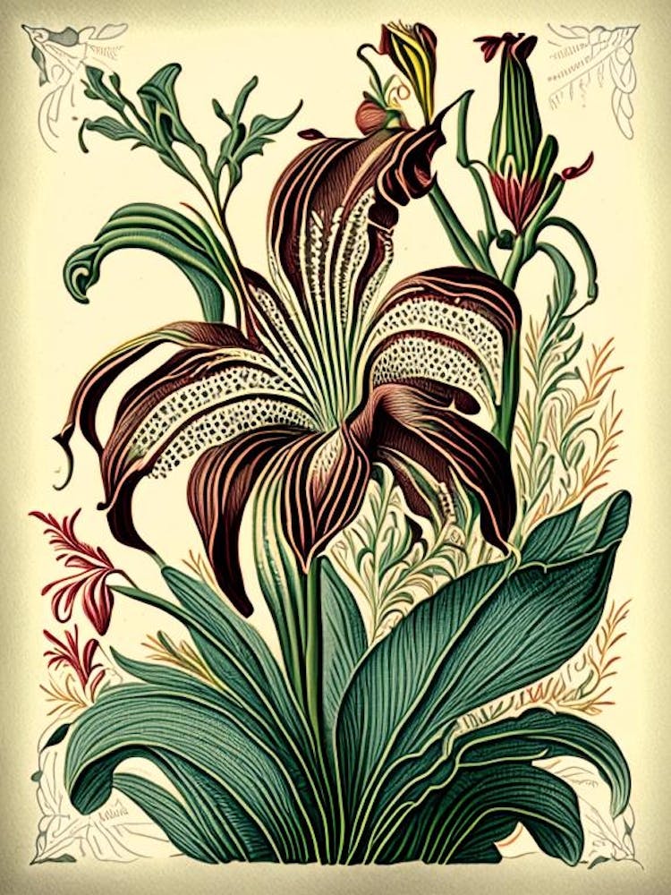 Lily Floral 1 Botanical Vintage Poster