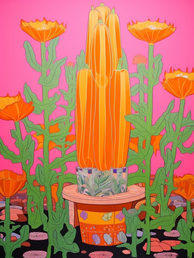 Mexican Style Cactus Illustration Bishops Cap Cactus