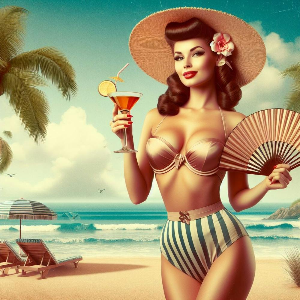 Pin Up Girl At The Beach