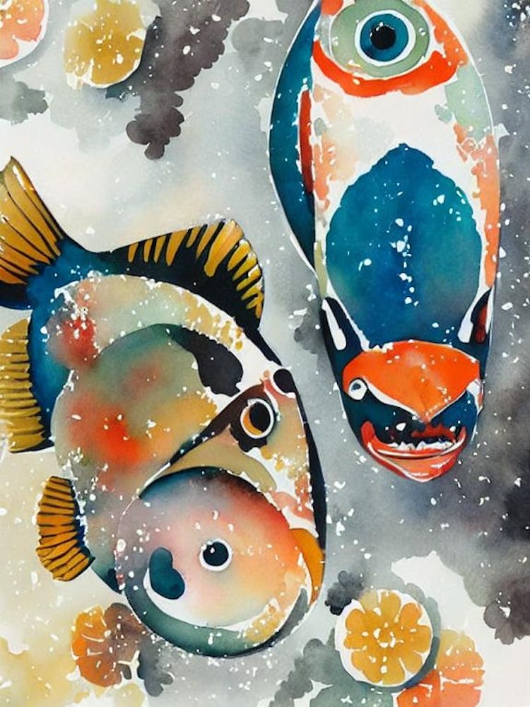 Tang Fish Vintage Graphic Watercolour