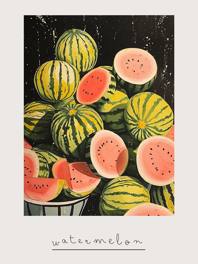 Art Deco Watermelon Explosion Poster