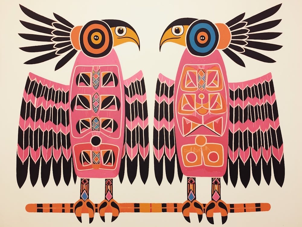 Eagle 4 Folk Style Animal Illustration