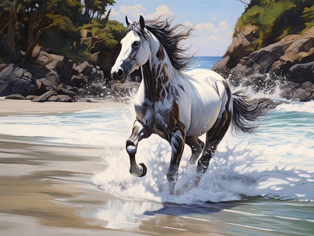 A Horse Oil Painting In Manuel Antonio Beach, Costa Rica, Landscape 3