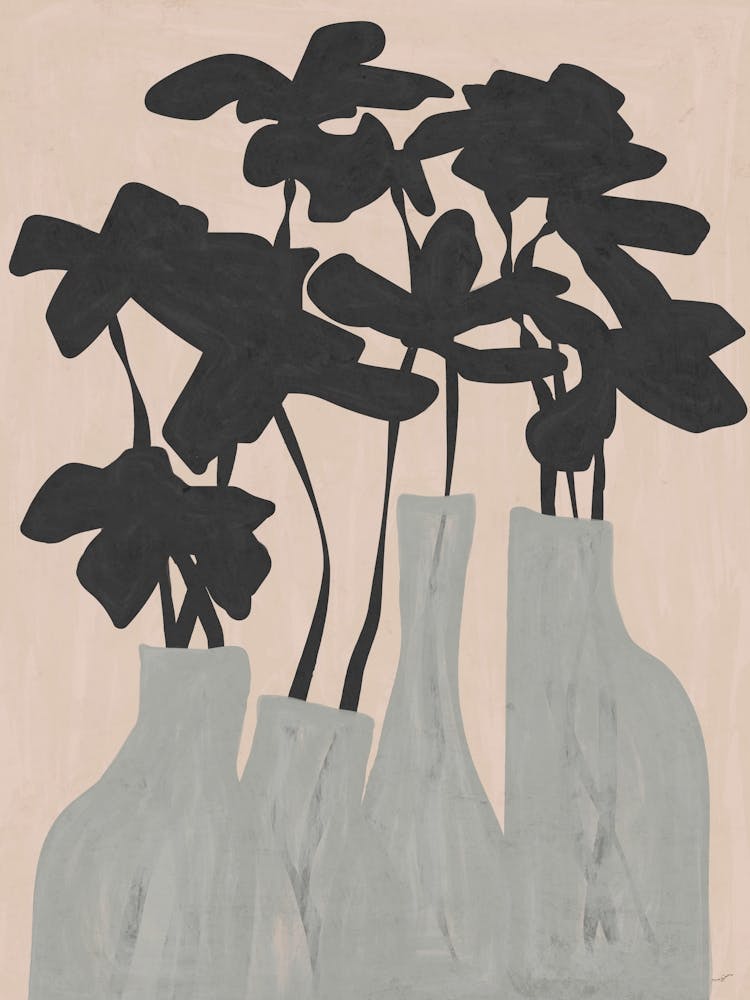 Vases Of Black Flowers