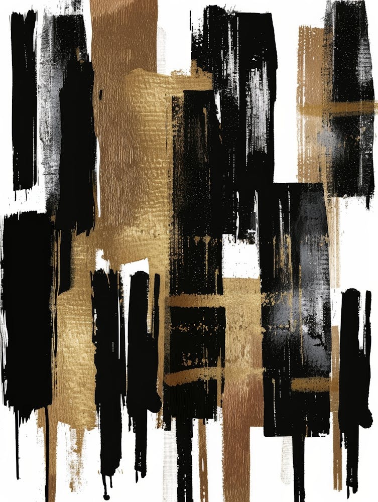 Gold And Black Abstract Canvas Art