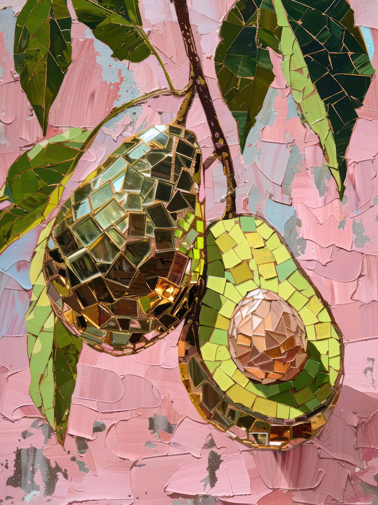 Disco Ball Avocado Mosaic Painting Kitchen