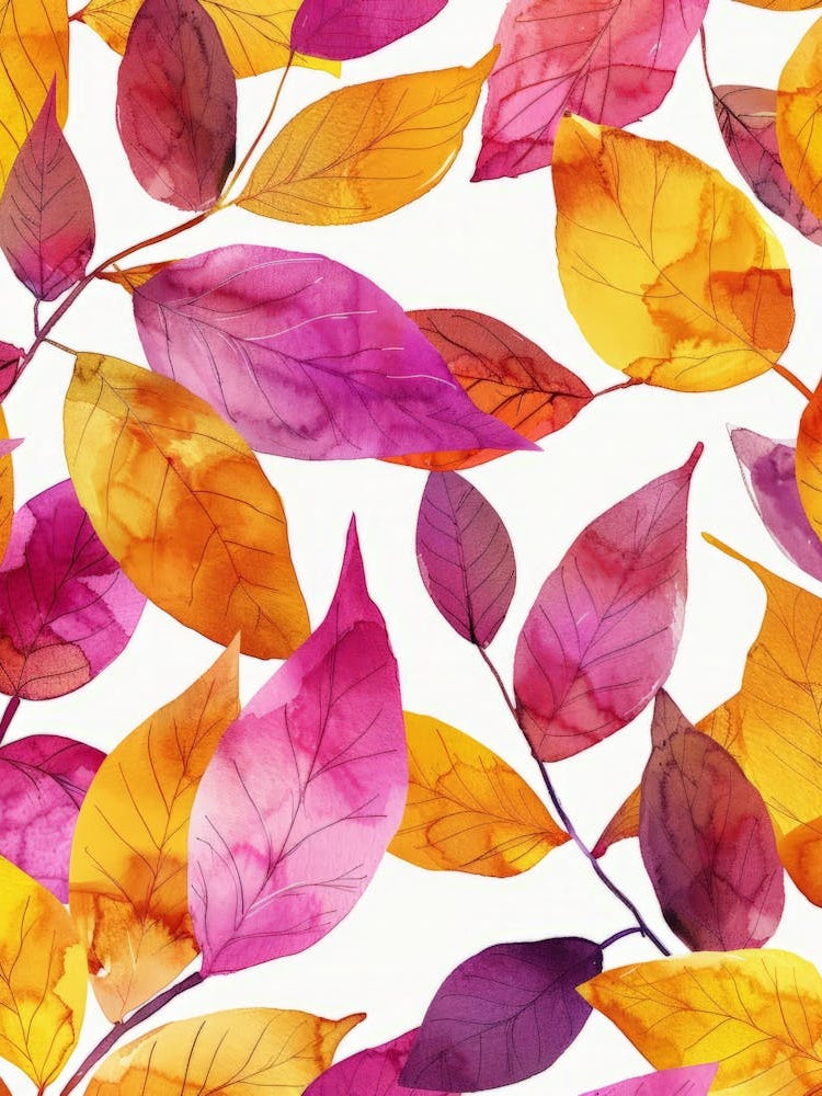Watercolor Autumn Leaves Seamless Pattern 7