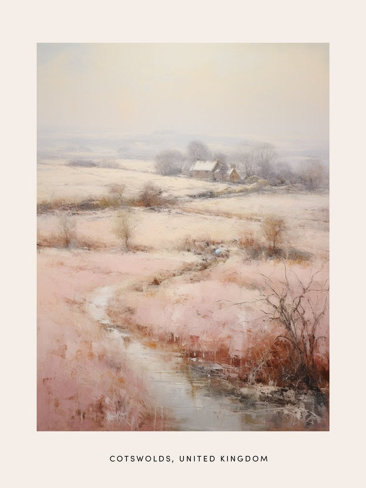 Dreamy Winter Painting Poster Cotswolds United Kingdom 1