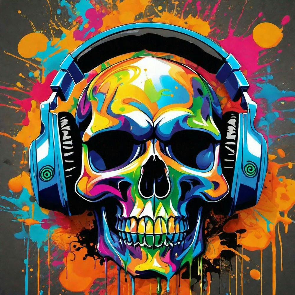 Skull With Headphones 62