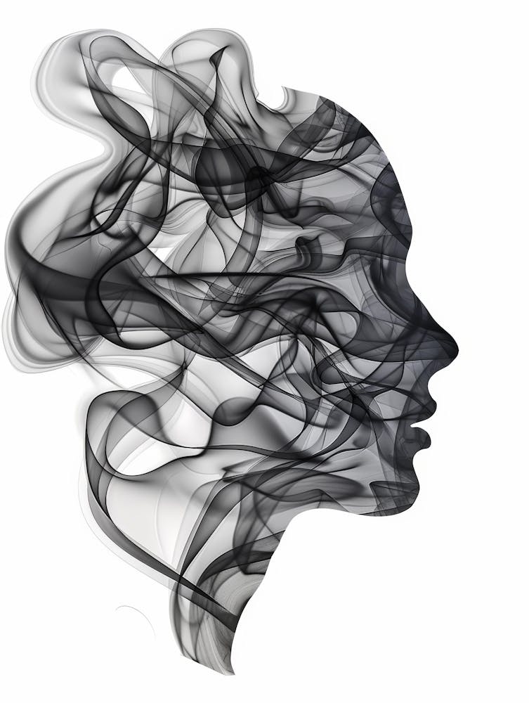 Silhouette Of A Woman With Smoke