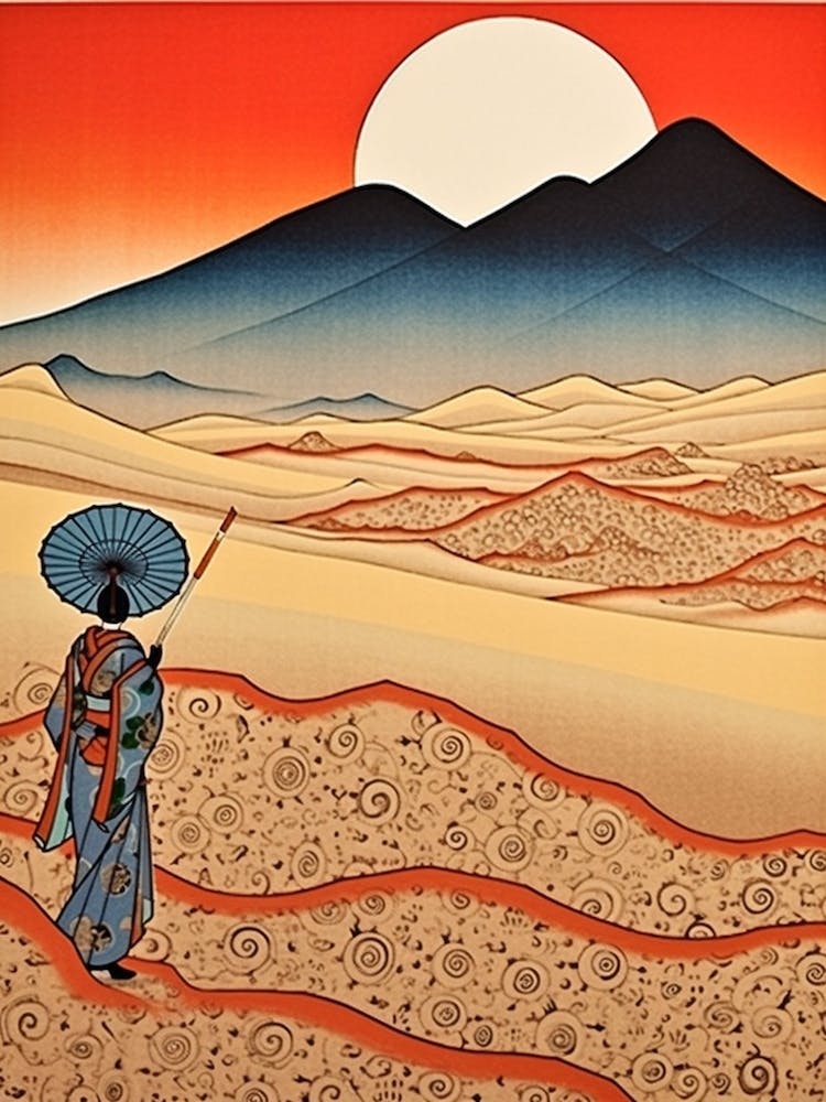 Tottori Sand Dunes, Japan Vintage Travel Art 3