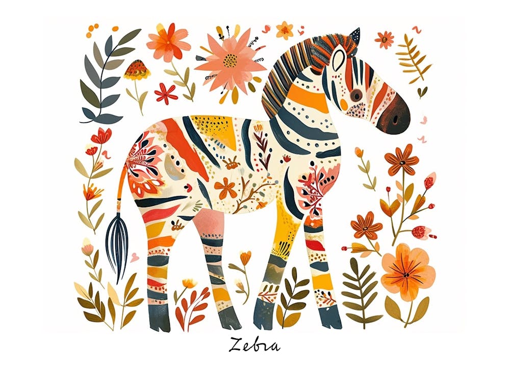 Little Floral Zebra 1 Poster