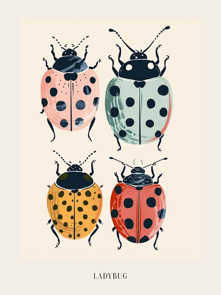 Colourful Insect Illustration Ladybug 8 Poster