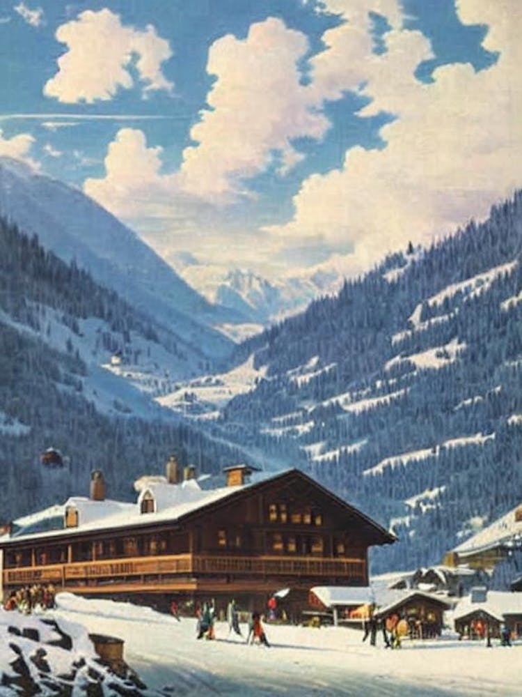 Sölden, Österreich Skigebiet Vintage-Landschaft 2 Ski-Poster