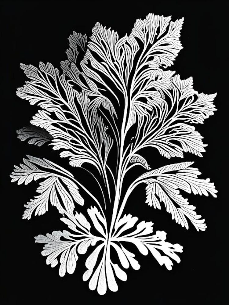 Parsley Leaf Linocut 2