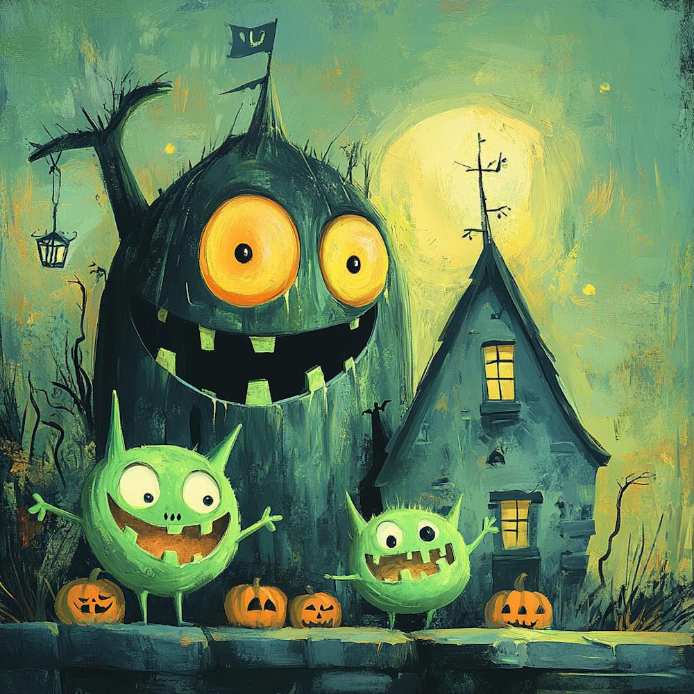 Halloween monsters green