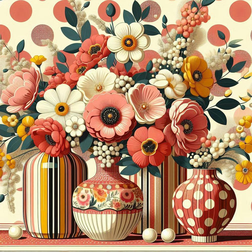 Coral And Yellow Flowers In A Vase 2