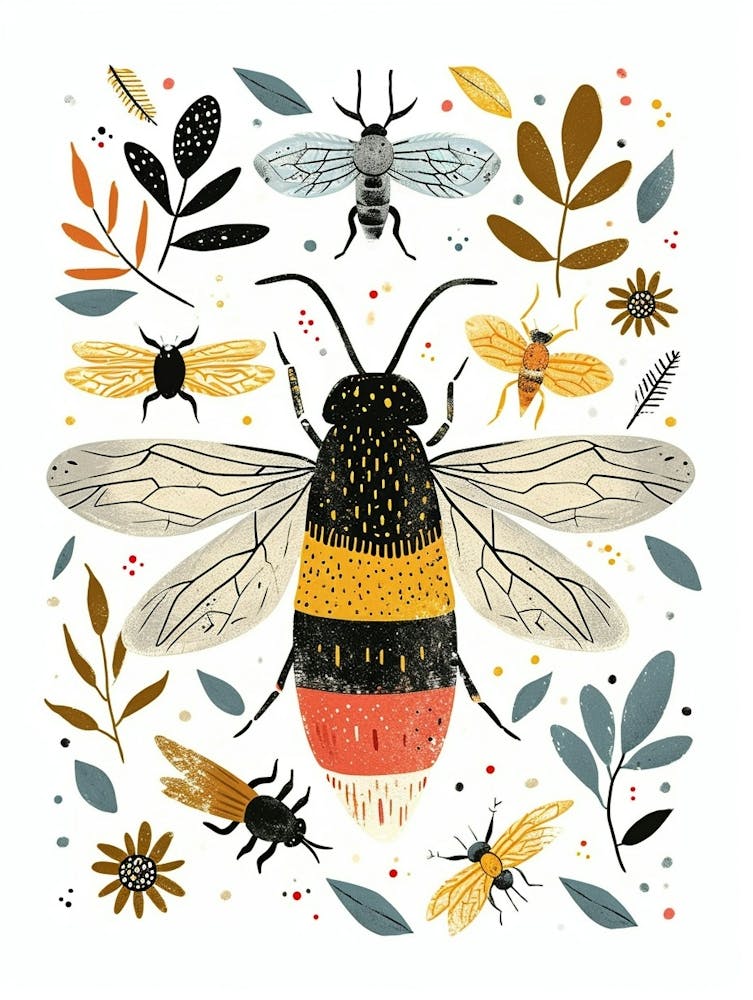 Colourful Insect Illustration Hornet 13