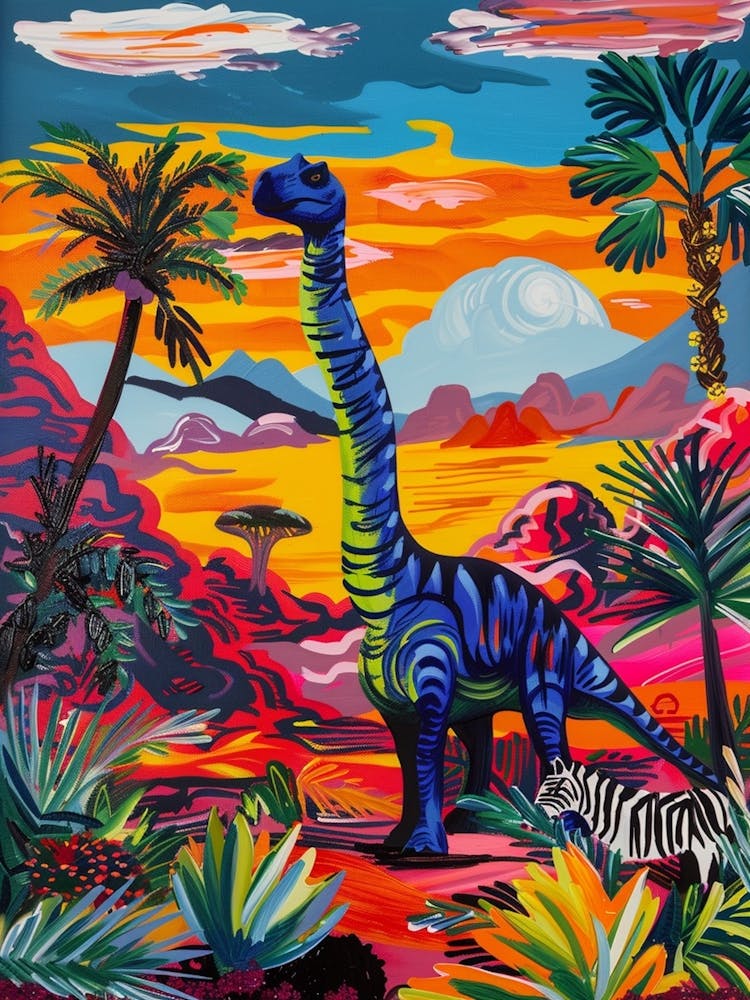 Dinosaur In The Wild With A Zebra 3