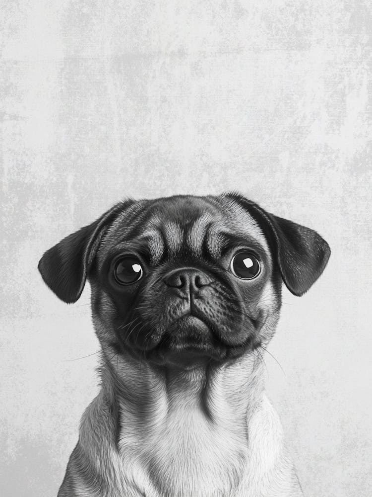 Milo der Mops, niedliches schwarz-weiß Hunde Portrait