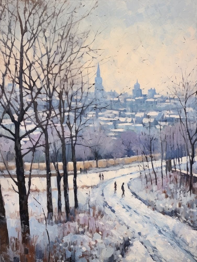 Winter City Park Painting Kalemegdan Park Belgrade Serbia 4