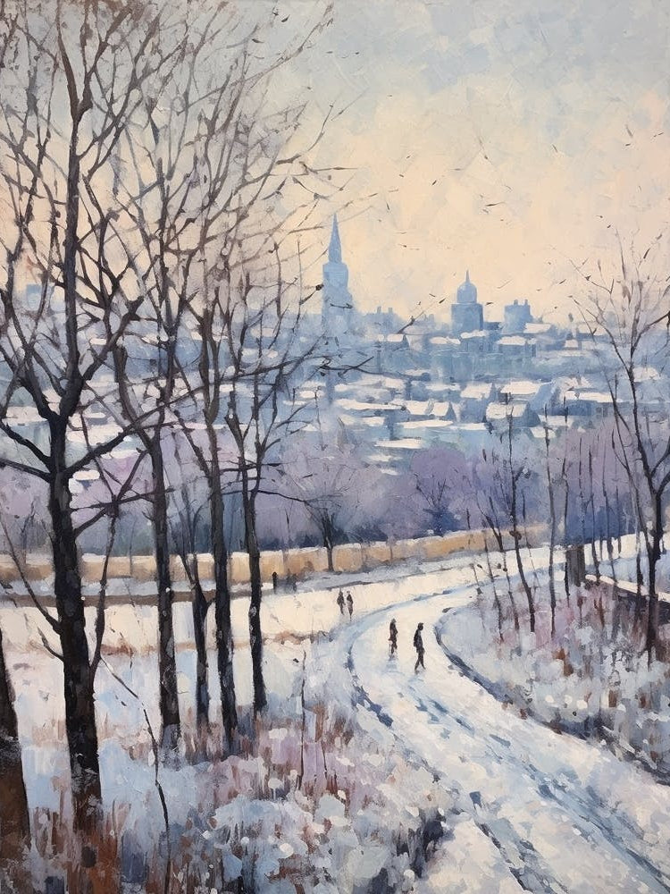 Winter City Park Painting Kalemegdan Park Belgrade Serbia 4