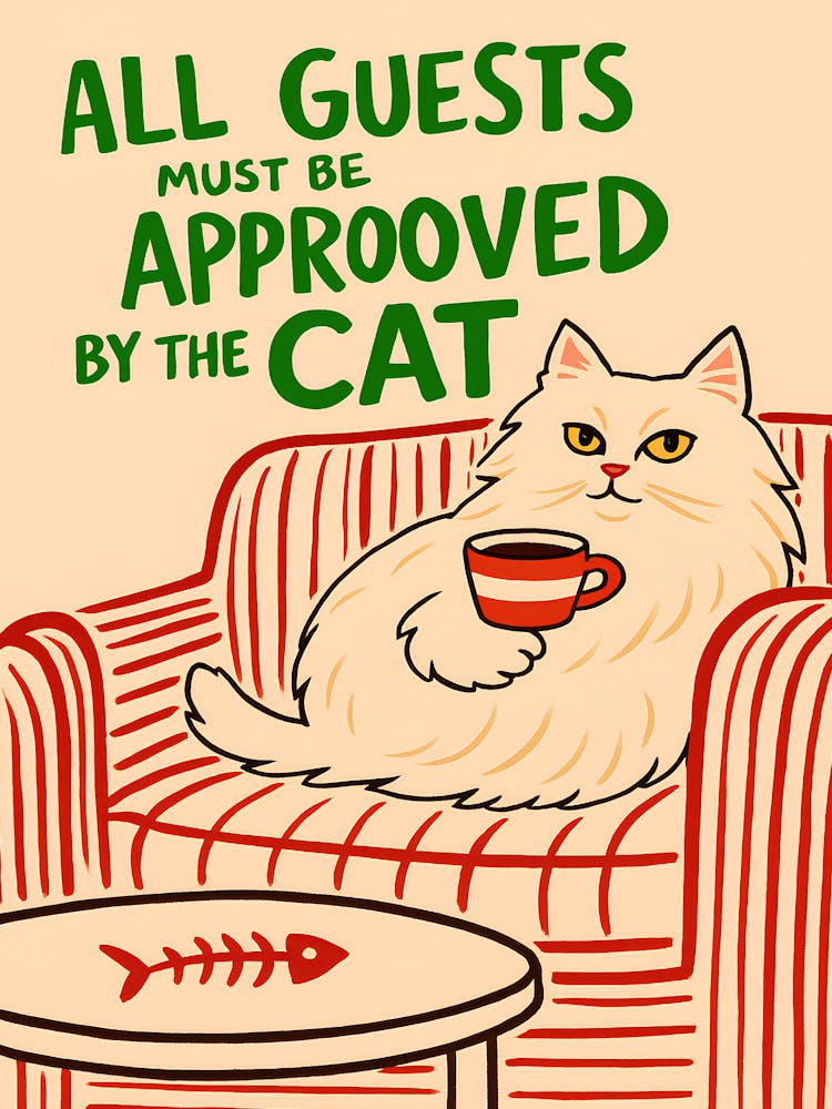 All Guests Must Be Approved By The Cat Home Decor