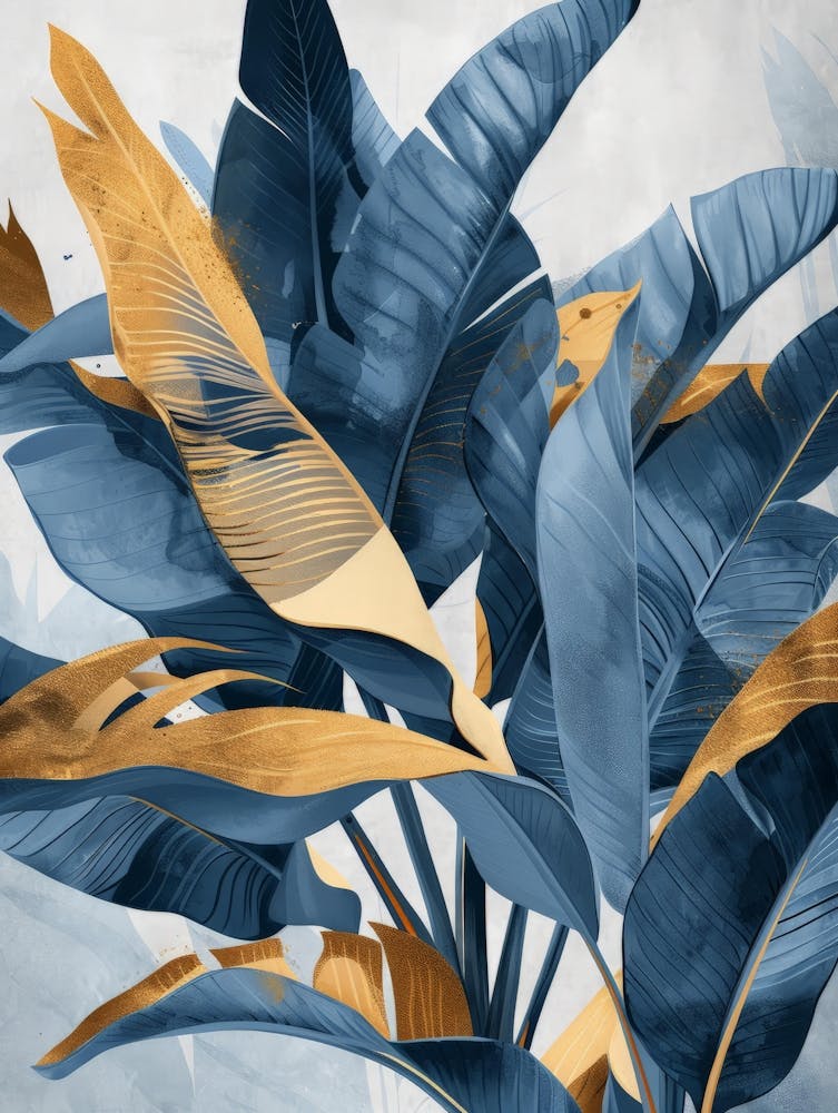 Blue And Gold Leaves 4