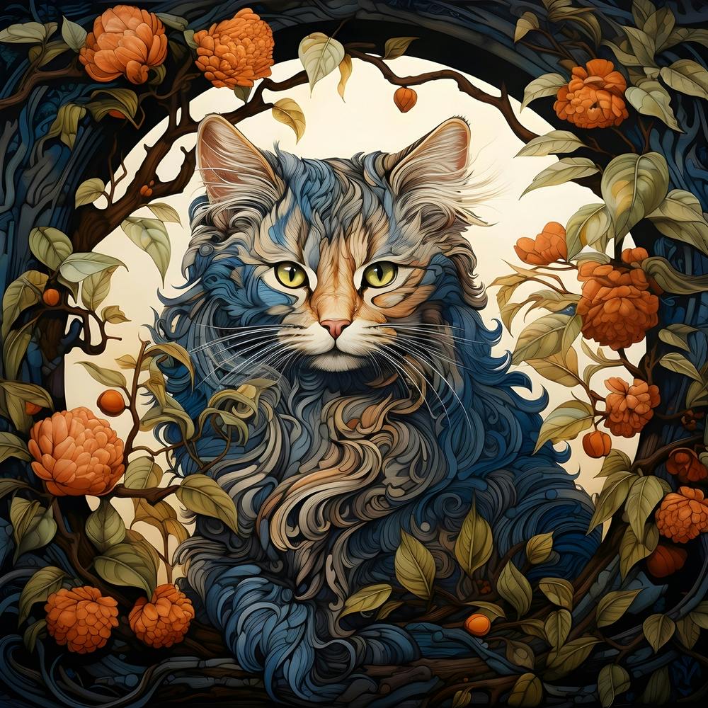 Zeitgenössische florale Katze 10