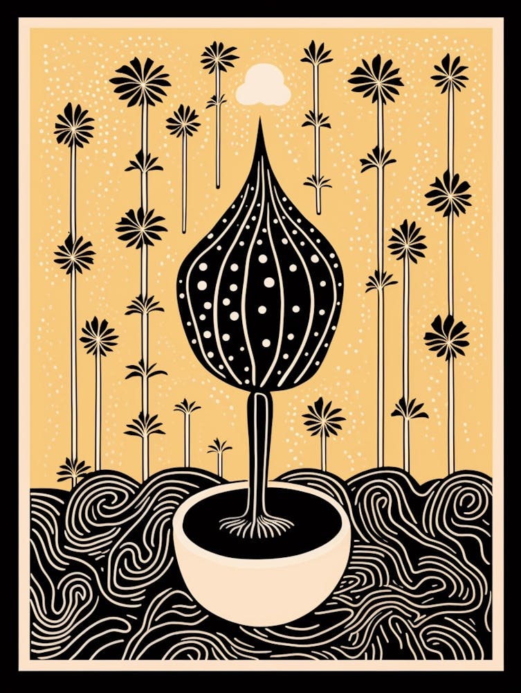 S/W Kakteen-Illustration Zitronenball-Kaktus 1