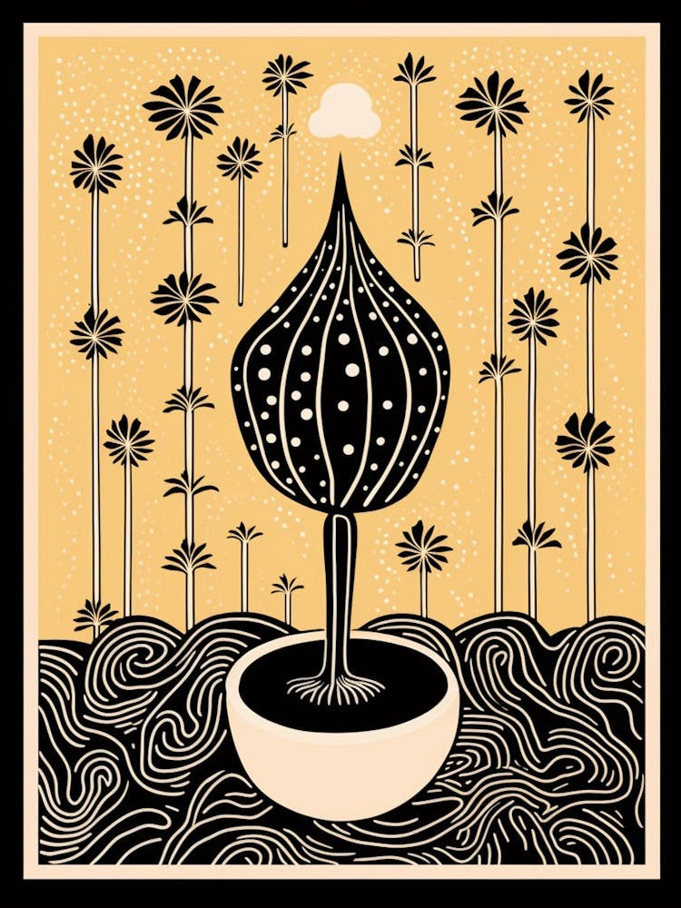 B&W Cactus Illustration Lemon Ball Cactus 1