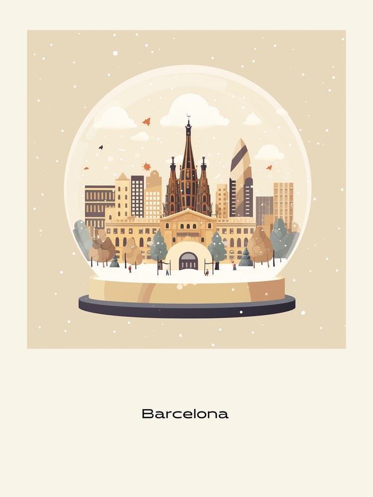 Barcelona Spain In Snowglobe Poster