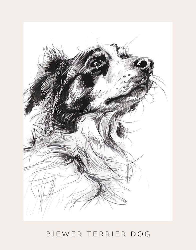 Black & White Dog Line Drawing 2 Poster
