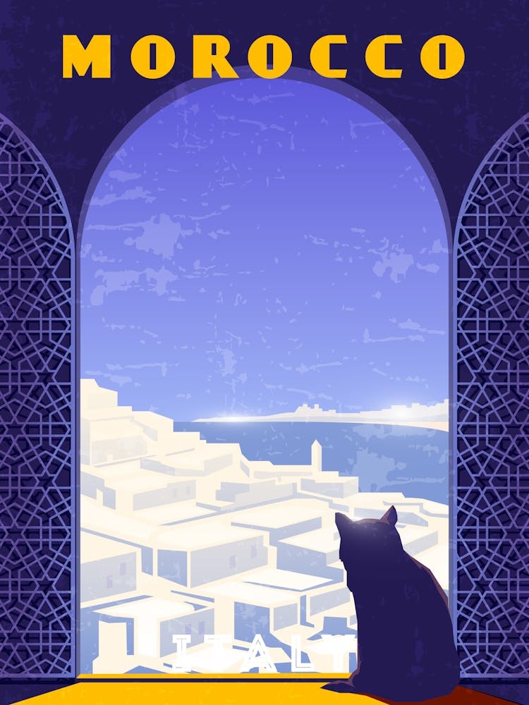 Morocco — Retro travel minimalist poster