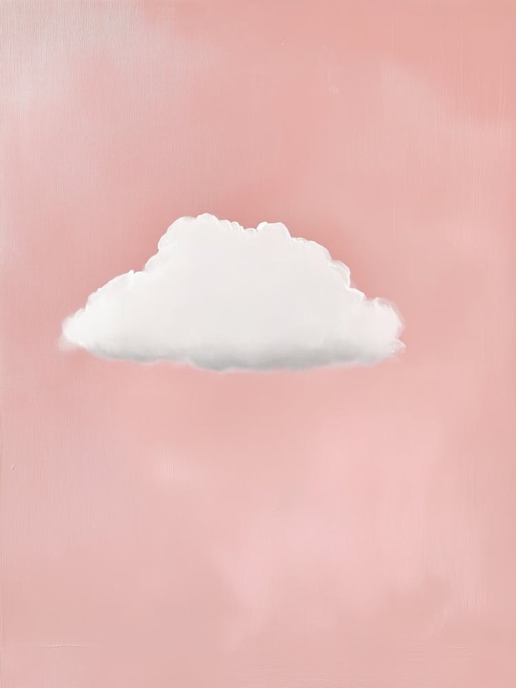 Cloud Wall Art Painting Pink And White Sky Print