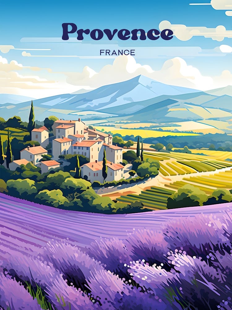 Provence France Lavender Fields Travel Art