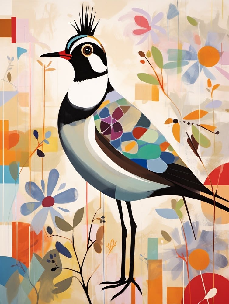 Collage Peinture d'Oiseau - Vanneau 2