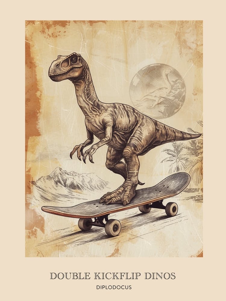 Diplodocus Vintage Dinosaurier-Poster 1