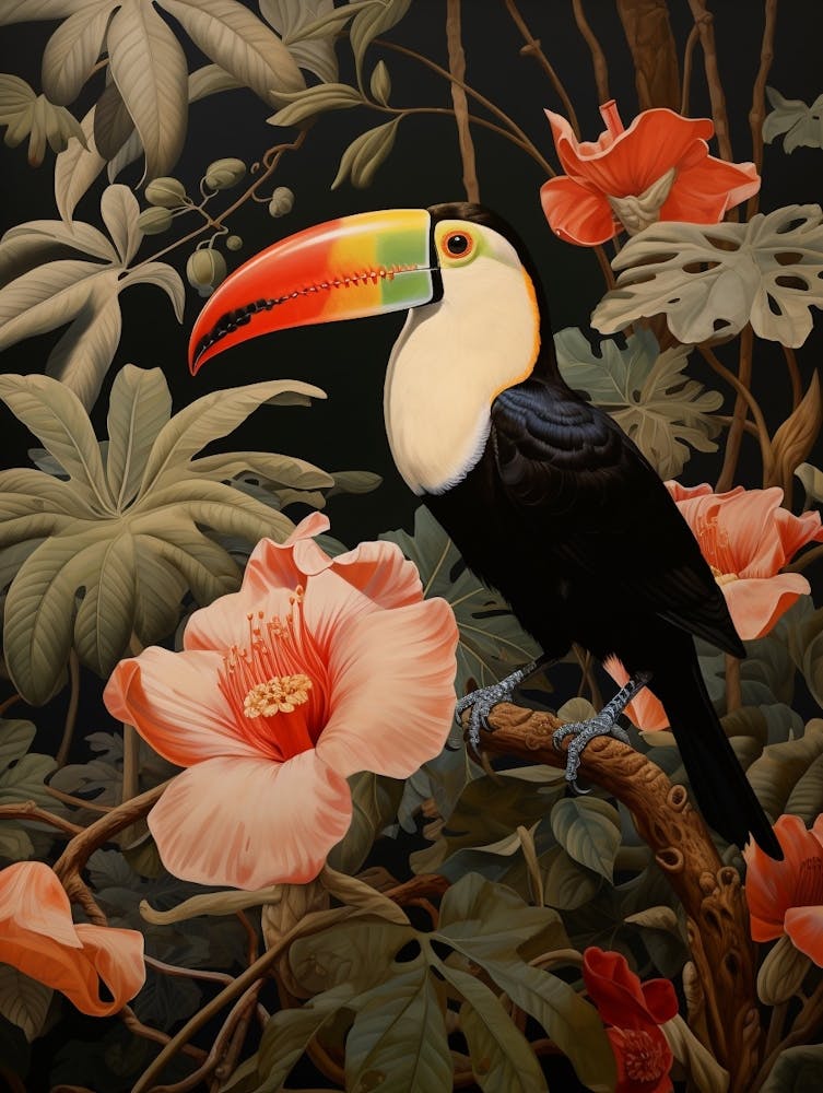 Dark And Moody Botanical Toucan